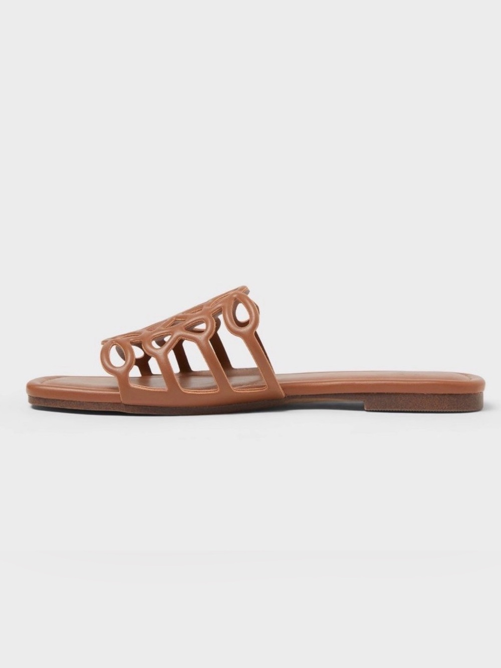 A New Day Women's Cognac Cutout Slide Sandal - Picture 2 of 5